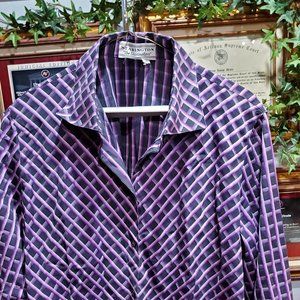 Purple & black plaid shirt, 16